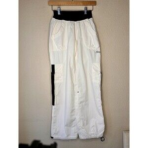 Zumba Pants Womens Small Black White Cargo Dance Fitness Activewear Nylon Logo